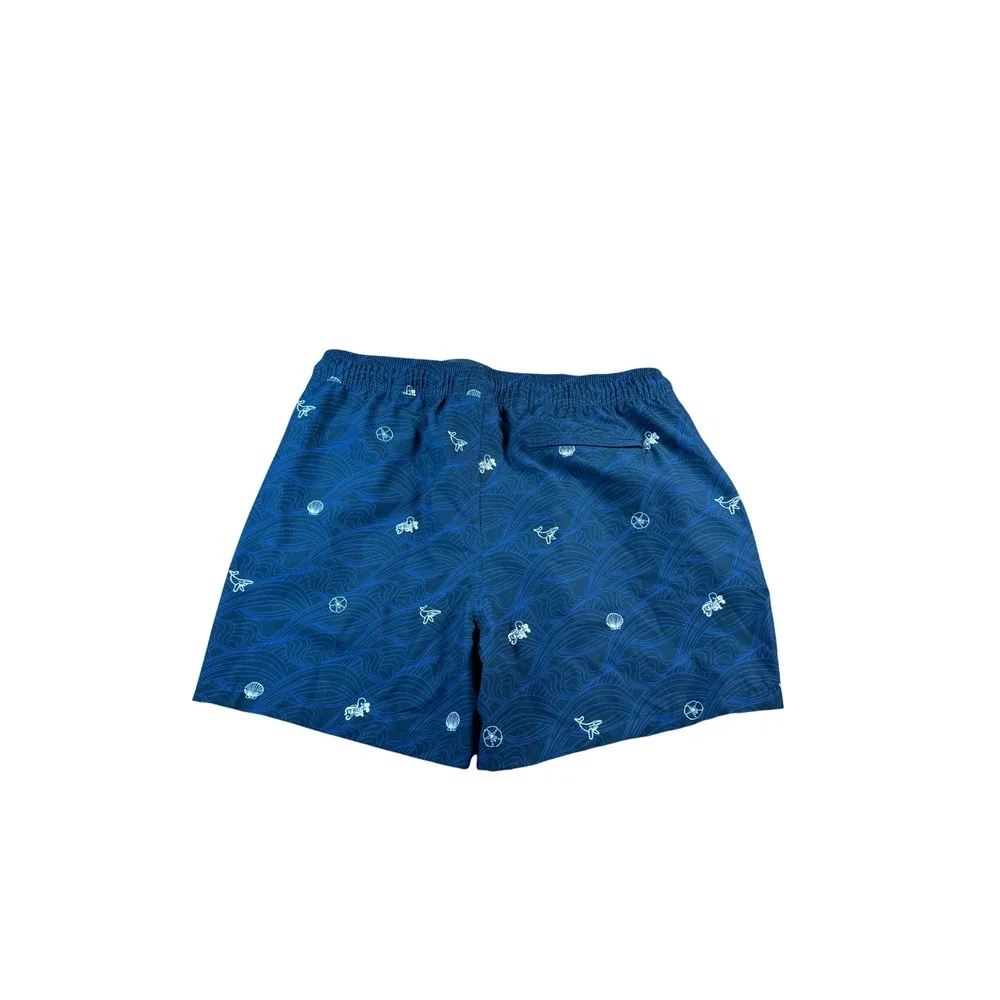 Goodfellow & Co Mens Navy Blue Whale Nautical Print Swim Trunks Size Large L